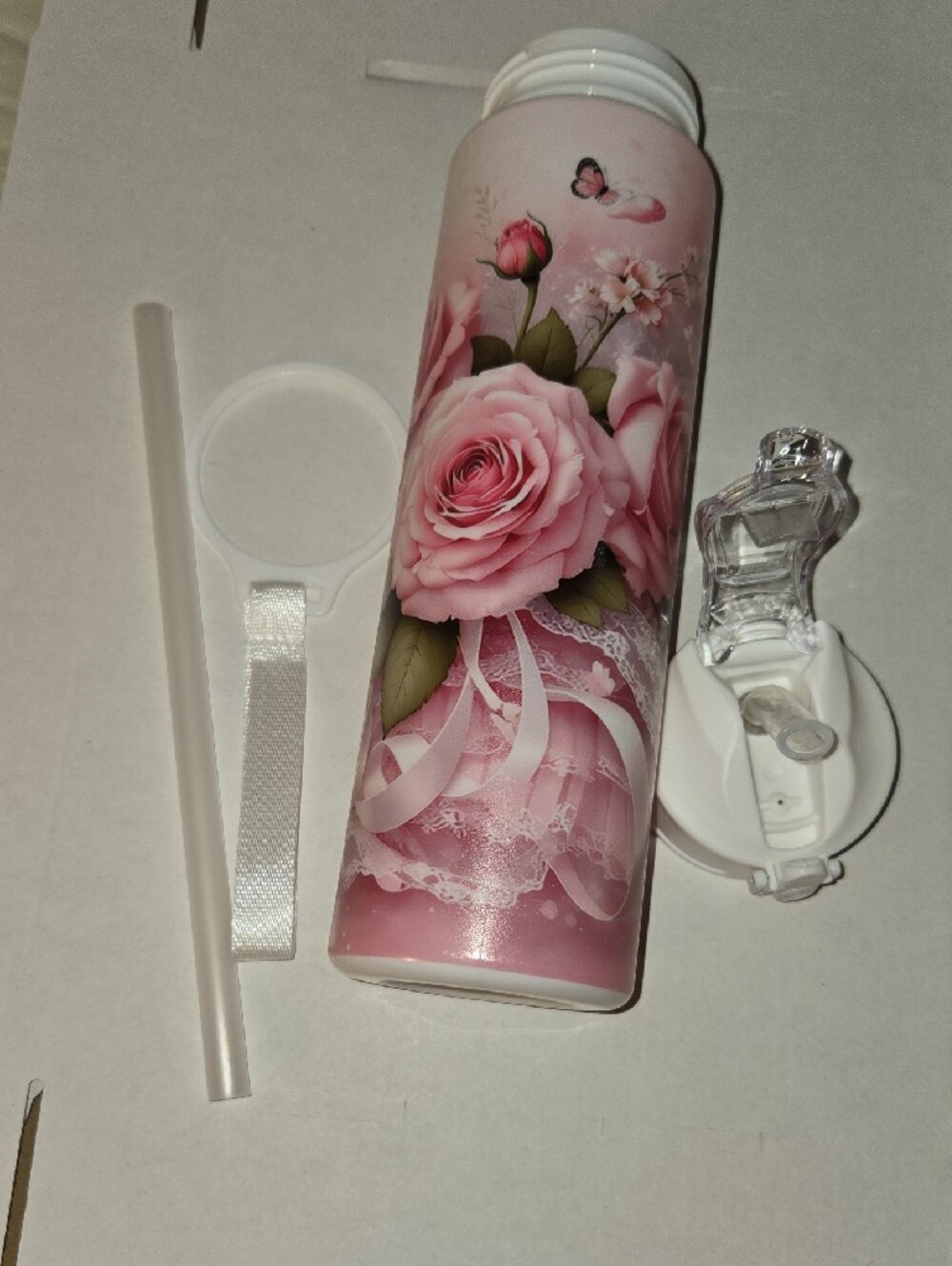Water Bottle - Pink Floral Reusable Plastic NWT - Picture 3 of 4